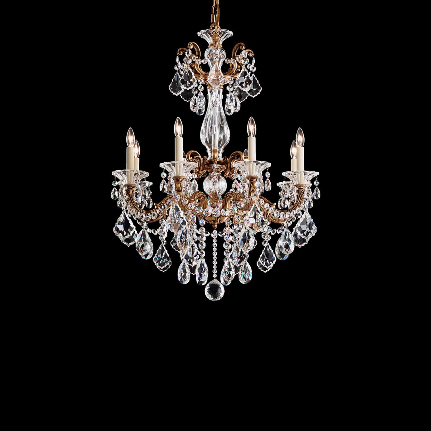 La Scala Chandelier in Florentine Bronze/Heritage Handcut Crystal (34-Inch).