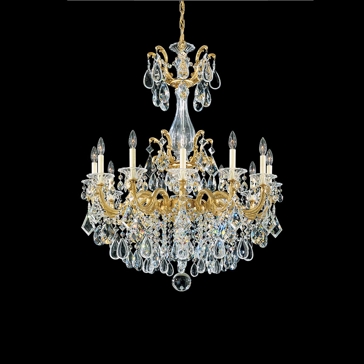 La Scala Chandelier in Heirloom Gold/Heritage Handcut Crystal (41-Inch).