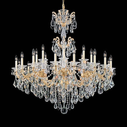 La Scala Chandelier in Parchment Gold/Heritage Handcut Crystal (48-Inch).