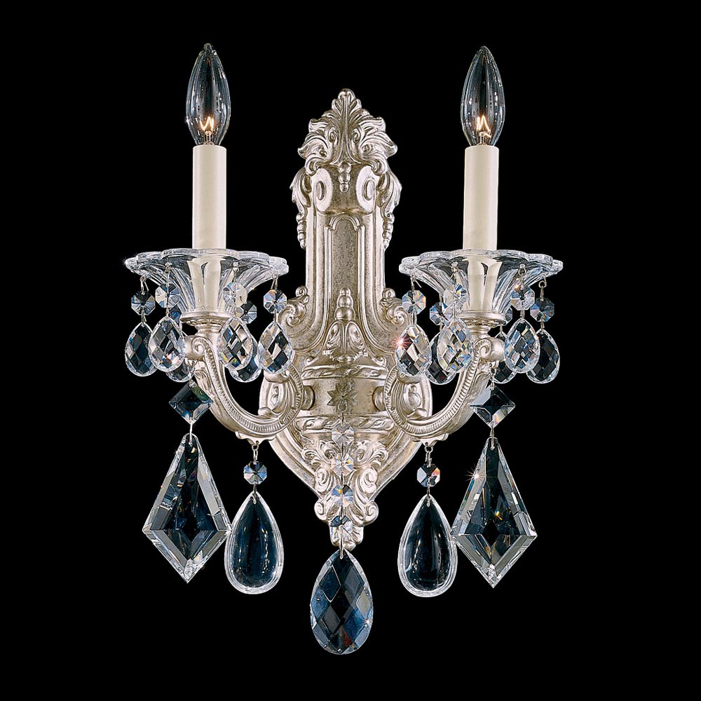 La Scala Wall Light in Antique Silver (Heritage Handcut Crystal/2-Light).