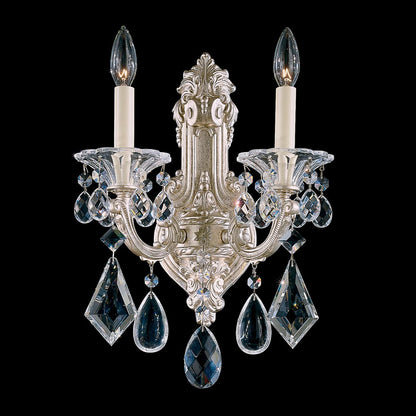 La Scala Wall Light in Antique Silver (Heritage Handcut Crystal/2-Light).