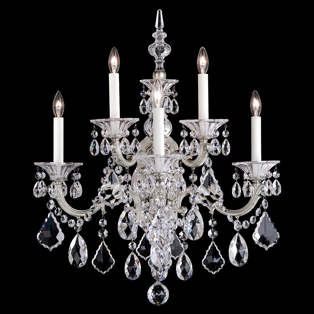 La Scala Wall Light in Antique Silver (Heritage Handcut Crystal/5-Light).