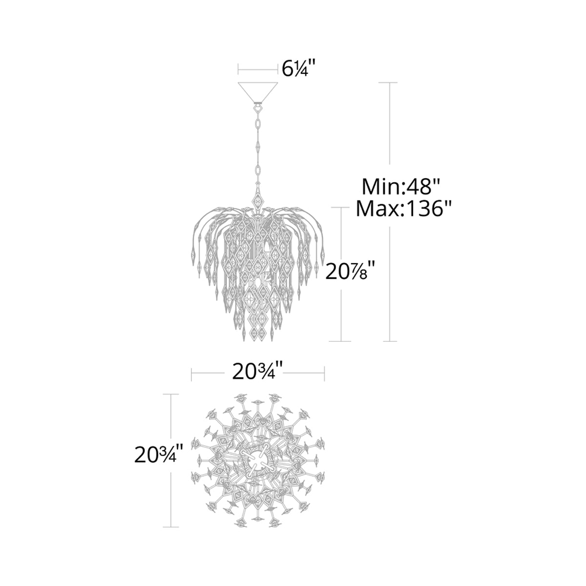 Laureline Chandelier - line drawing.