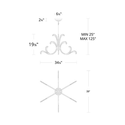 Lombardy LED Pendant Light - line drawing.