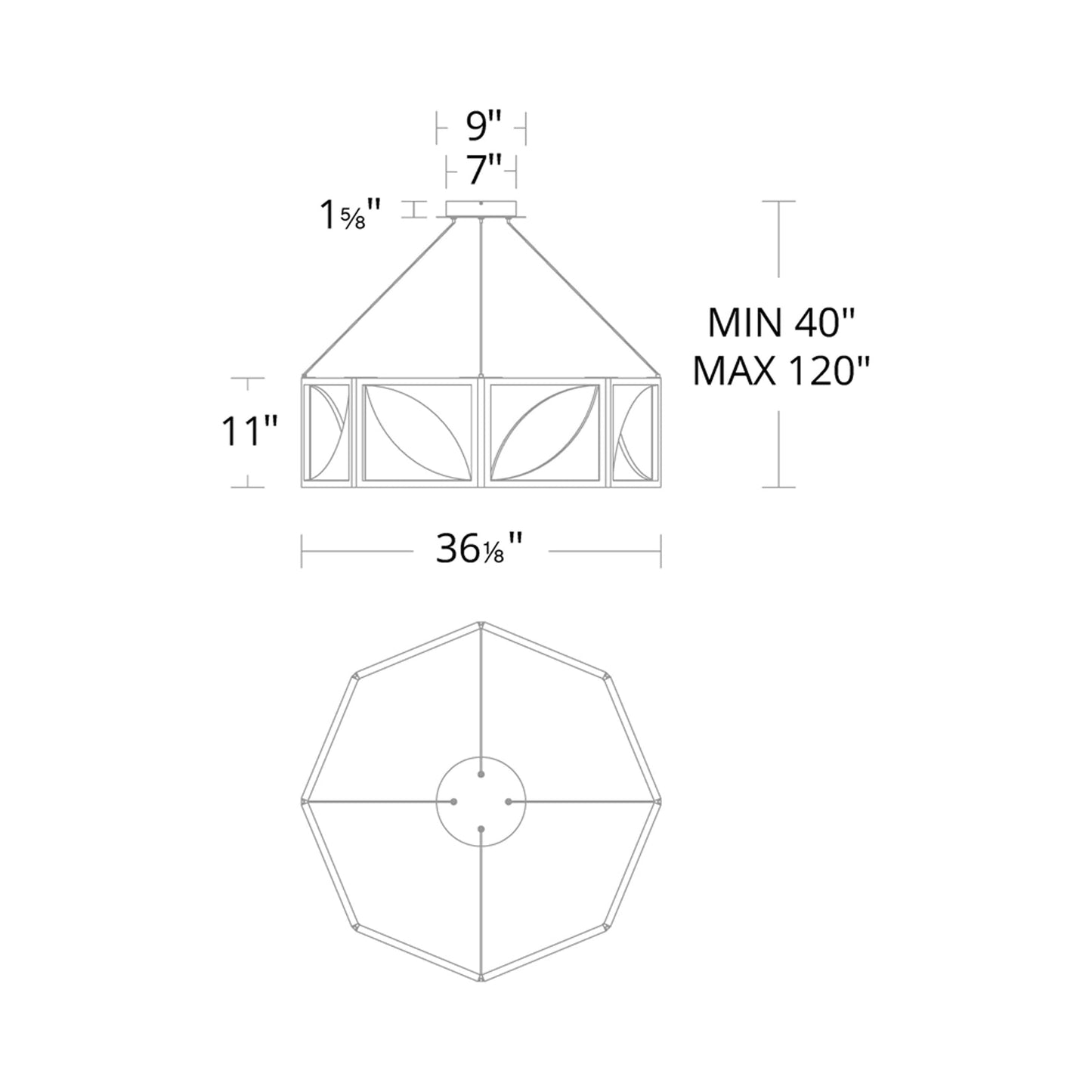 Luna LED Pendant Light - line drawing.