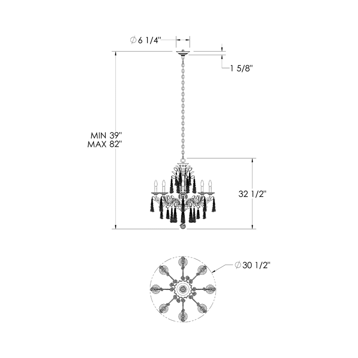 MacLyn Chandelier - line drawing.