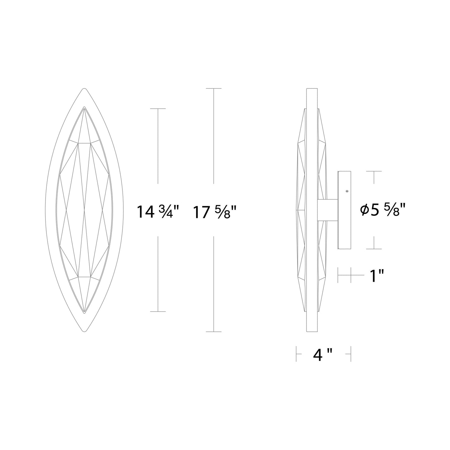 Marchesa LED Wall Light - line drawing.