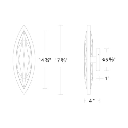 Marchesa LED Wall Light - line drawing.