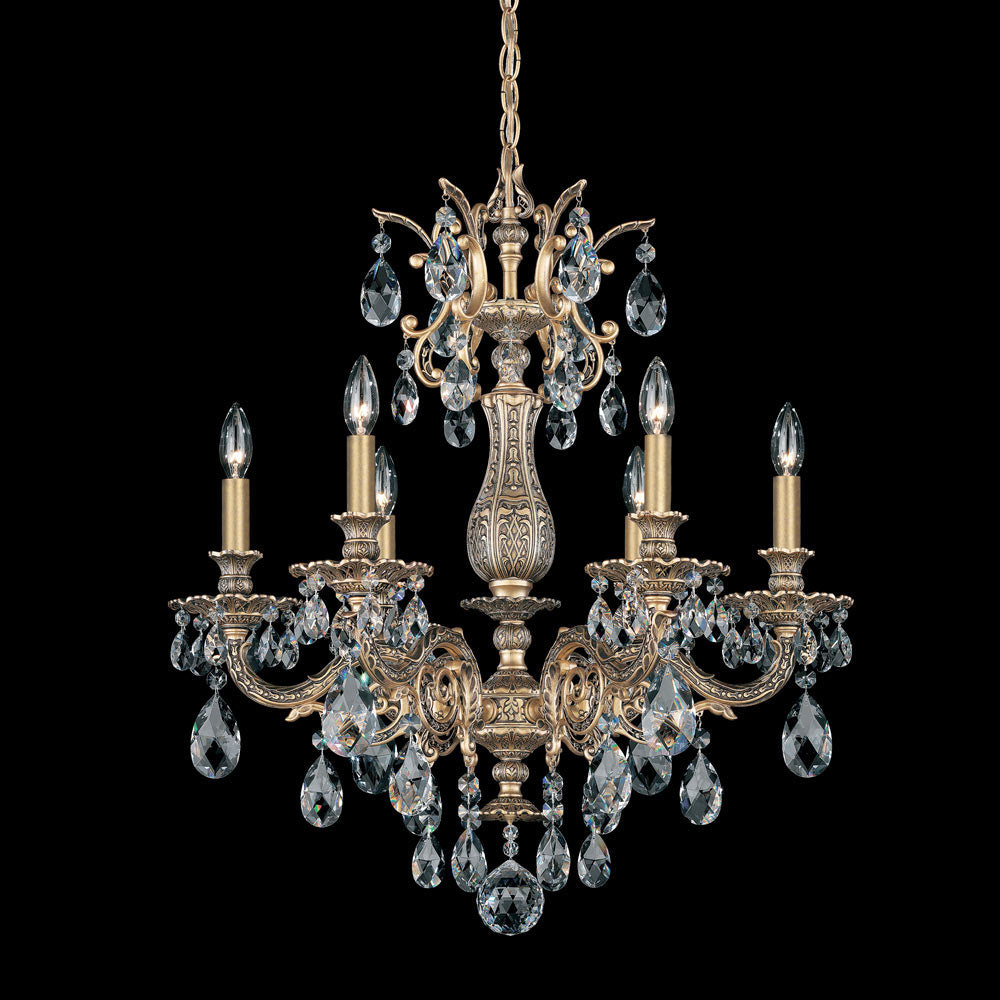 Milano Chandelier in Florentine Bronze (Heritage Handcut Crystal/26.5-Inch).