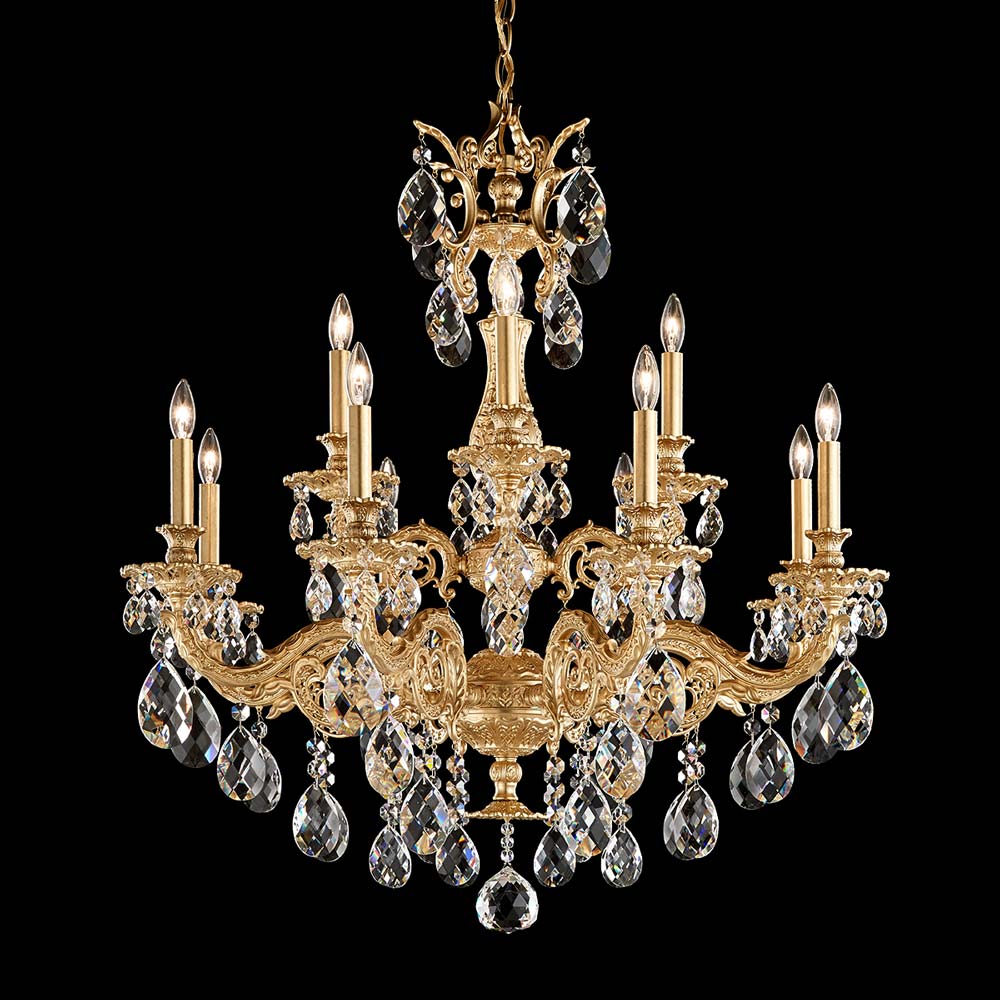 Milano Chandelier in Heirloom Gold (Heritage Handcut Crystal/33.5-Inch).