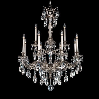 Milano Chandelier in Antique Silver (Radiance Crystal/40-Inch).