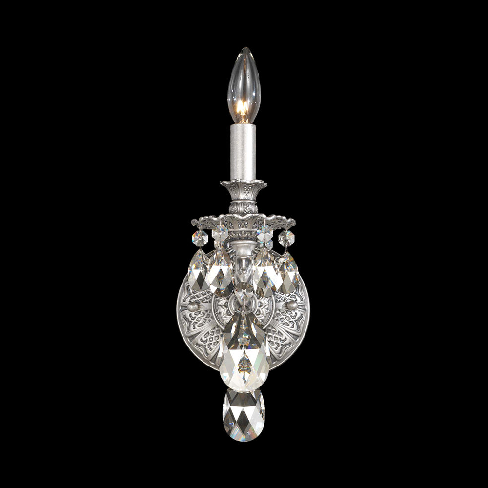 Milano Wall Light in Antique Silver (Heritage Handcut Crystal/1-Light).