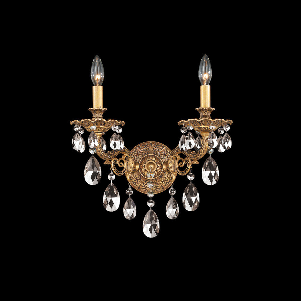 Milano Wall Light in Florentine Bronze (Heritage Handcut Crystal/2-Light).