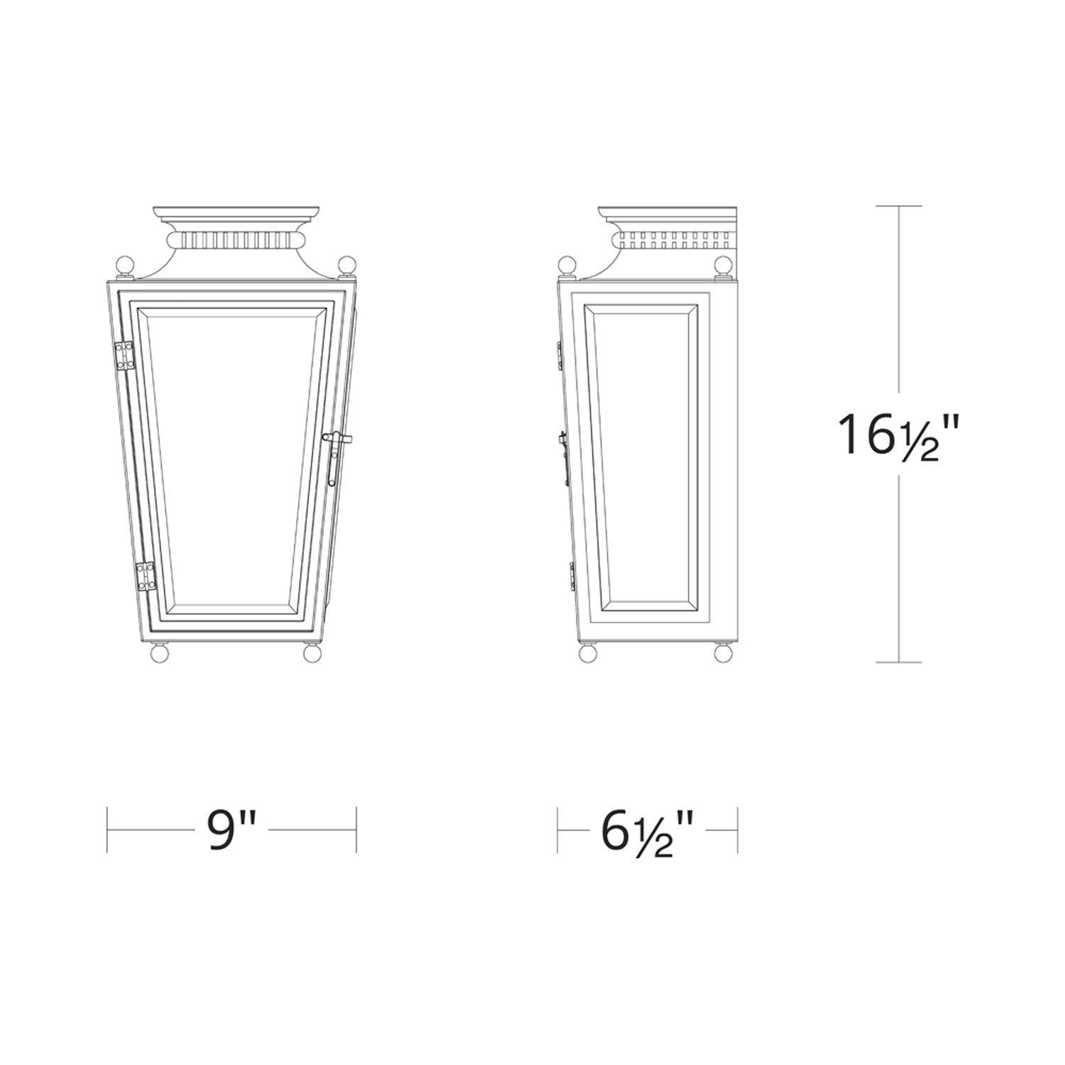 Milton Outdoor Wall Light - line drawing.