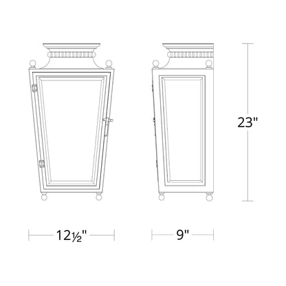 Milton Outdoor Wall Light - line drawing.