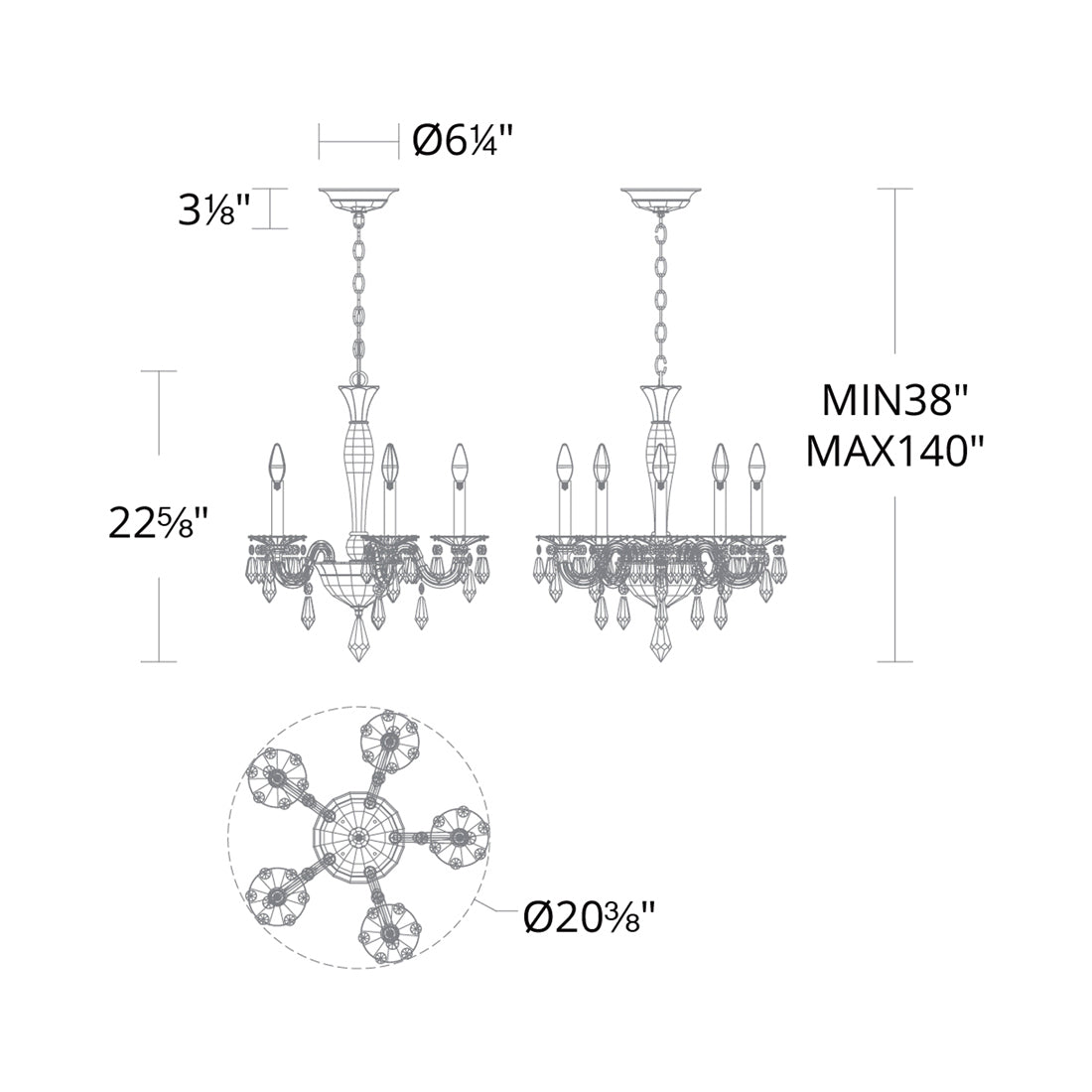 Napoli Chandelier - line drawing.