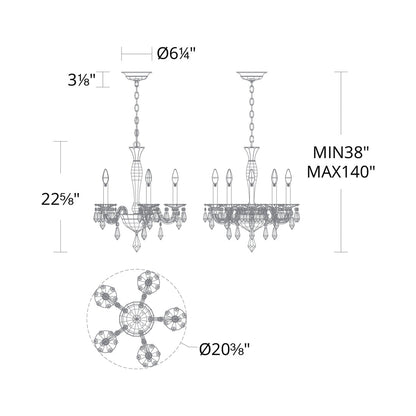 Napoli Chandelier - line drawing.