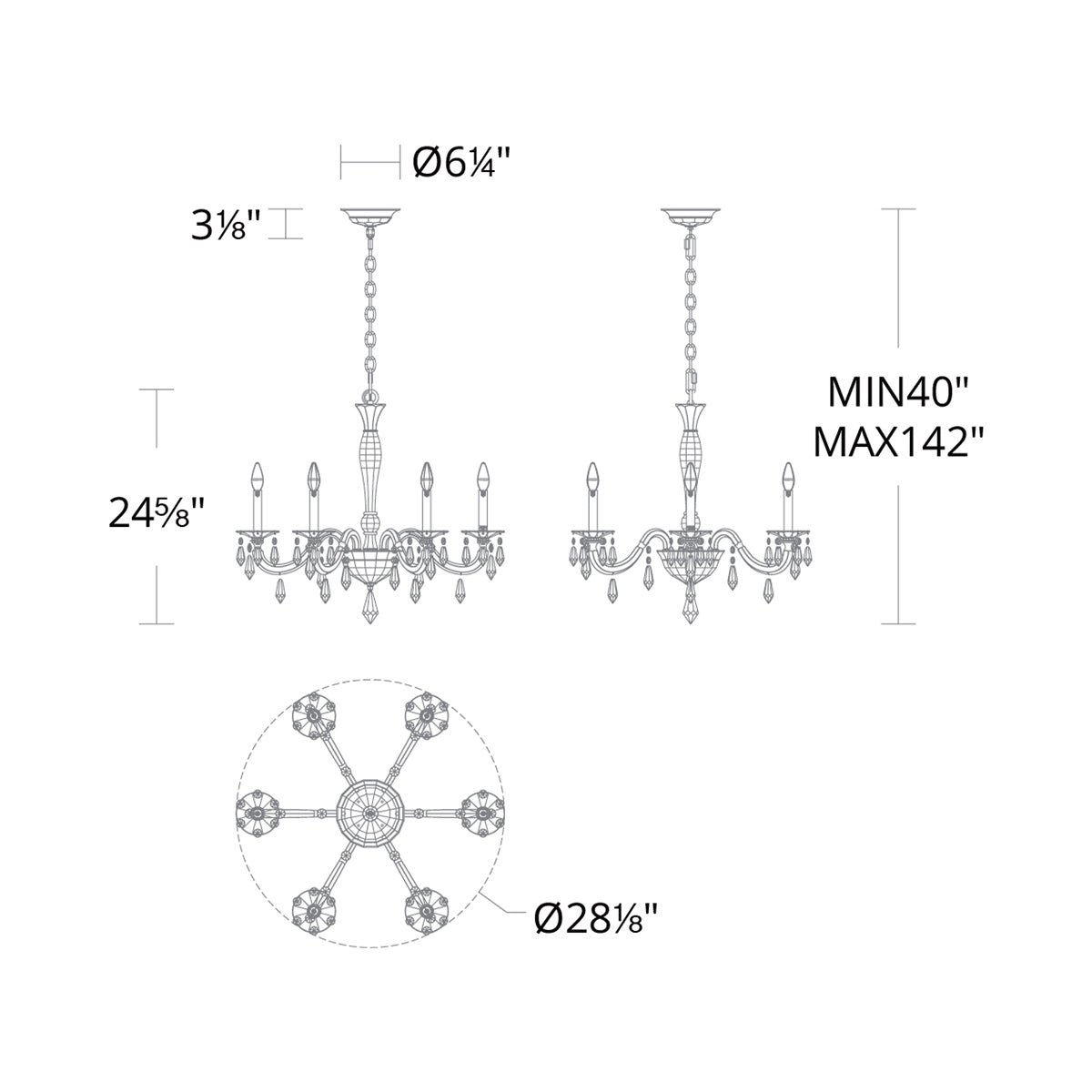 Napoli Chandelier - line drawing.
