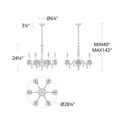 Napoli Chandelier - line drawing.