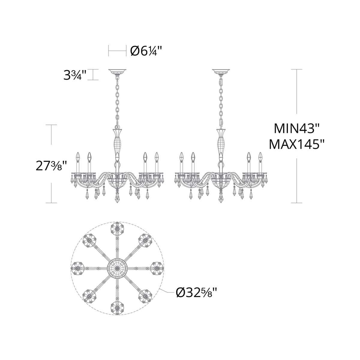 Napoli Chandelier - line drawing.