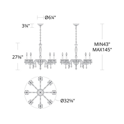 Napoli Chandelier - line drawing.