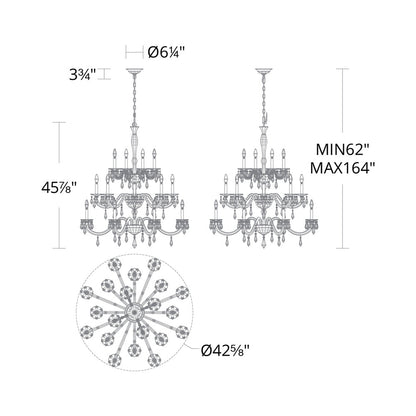 Napoli Multi Tier Chandelier - line drawing.