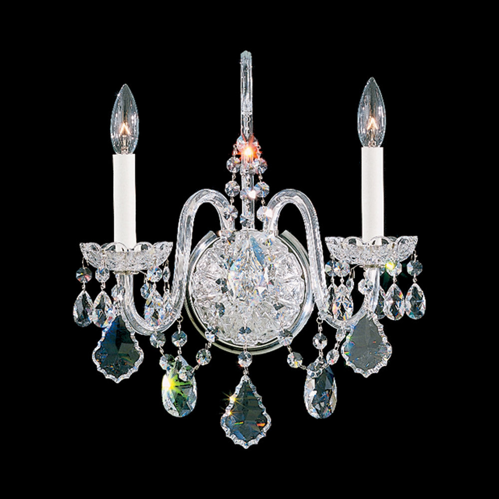 Olde World Wall Light in Polished Silver (Radiance Crystal/2-Light).