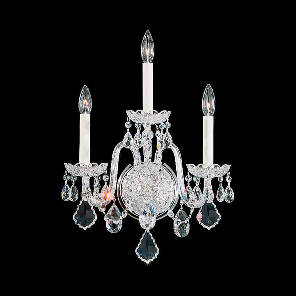 Olde World Wall Light in Polished Silver (Radiance Crystal/3-Light).