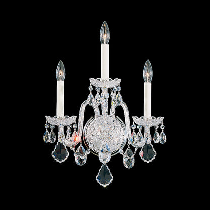Olde World Wall Light in Polished Silver (Radiance Crystal/3-Light).