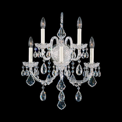 Olde World Wall Light in Polished Silver (Radiance Crystal/5-Light).