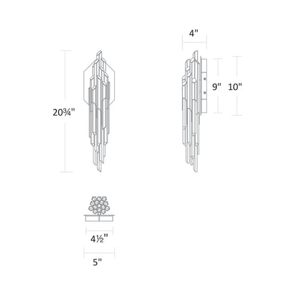 Organza LED Wall Light - line drawing.