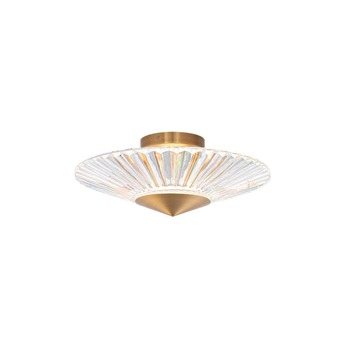 Origami LED Flush Mount Ceiling Light in Aged Brass (Small).