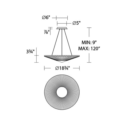 Origami LED Pendant Light - line drawing.