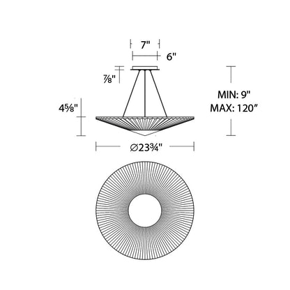 Origami LED Pendant Light - line drawing.