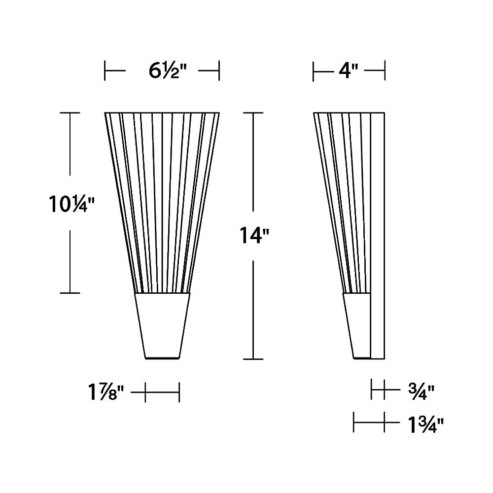 Origami LED Wall Light - line drawing.