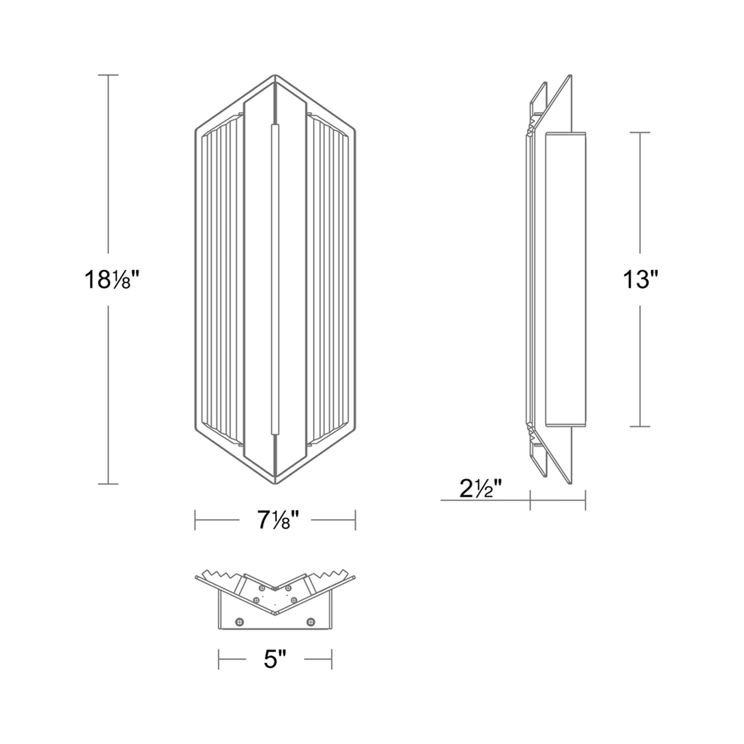 Outlook Outdoor LED Wall Light - line drawing.