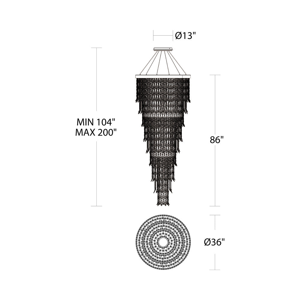 Pavona LED Pendant Light - line drawing.