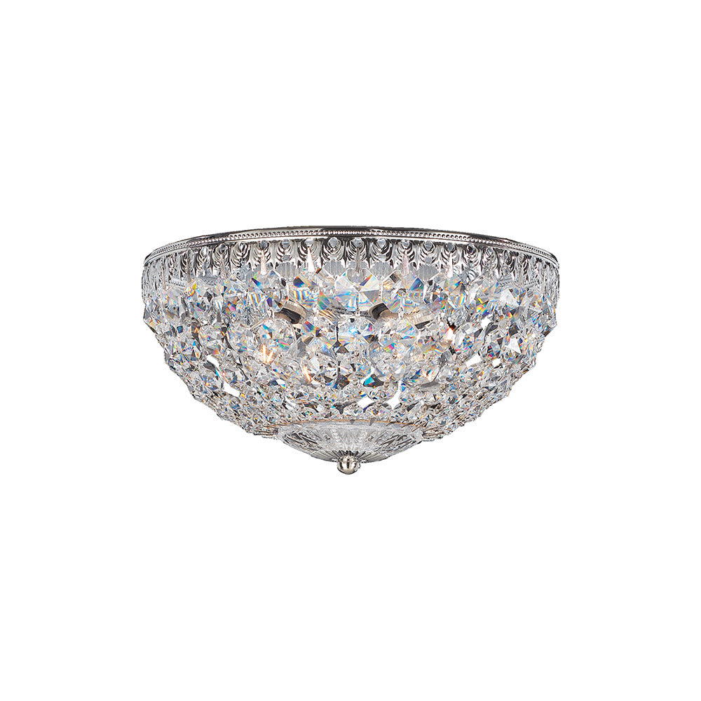 Petit Crystal Flush Mount Ceiling Light in Polished Silver (Clear Optic/10-Inch).