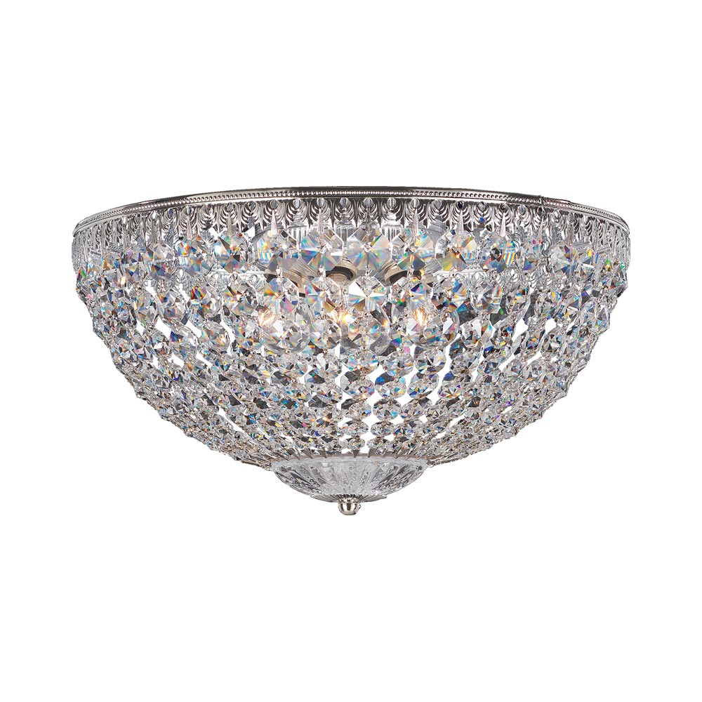 Petit Crystal Flush Mount Ceiling Light in Polished Silver (Clear Optic/14-Inch).