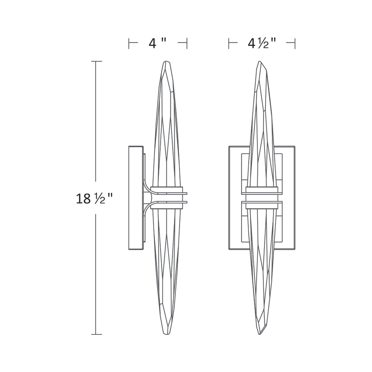 Pickwick LED Wall Light - line drawing.