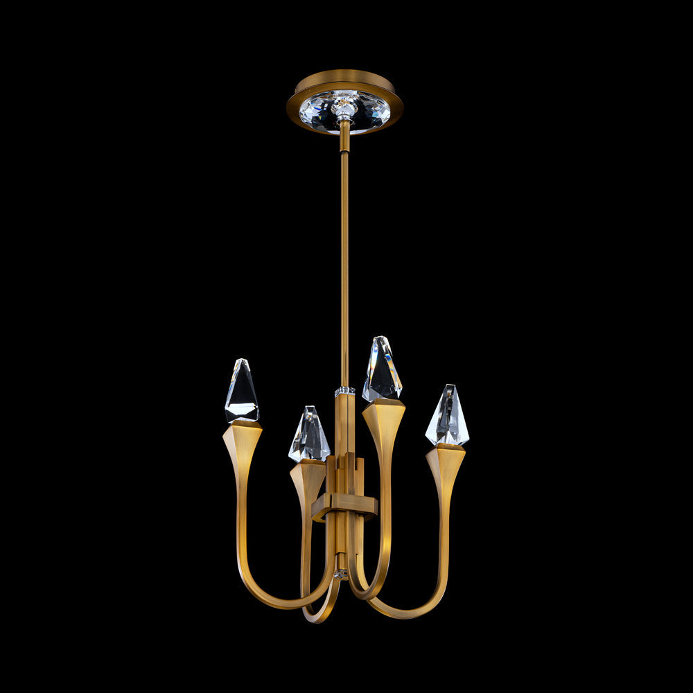 Plumeria LED Pendant Light in Aged Brass (4-Light).