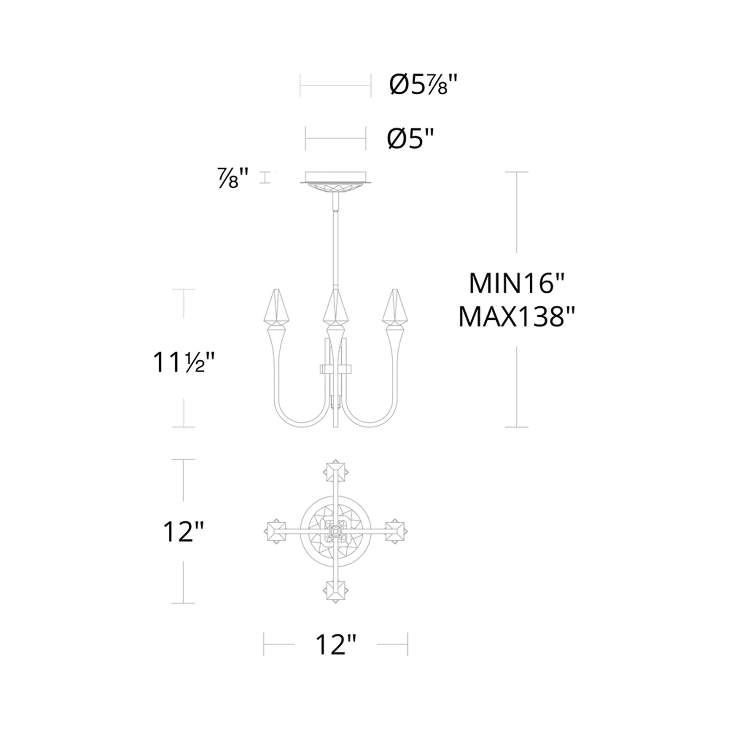 Plumeria LED Pendant Light - line drawing.