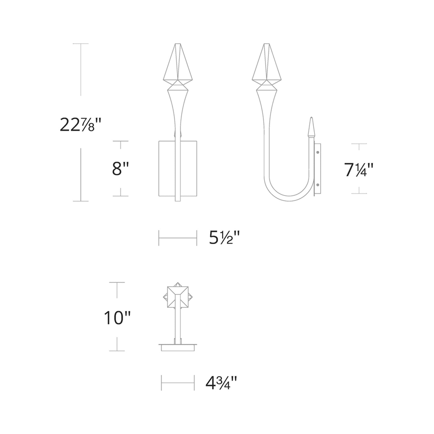 Plumeria Outdoor LED Wall Light - line drawing.