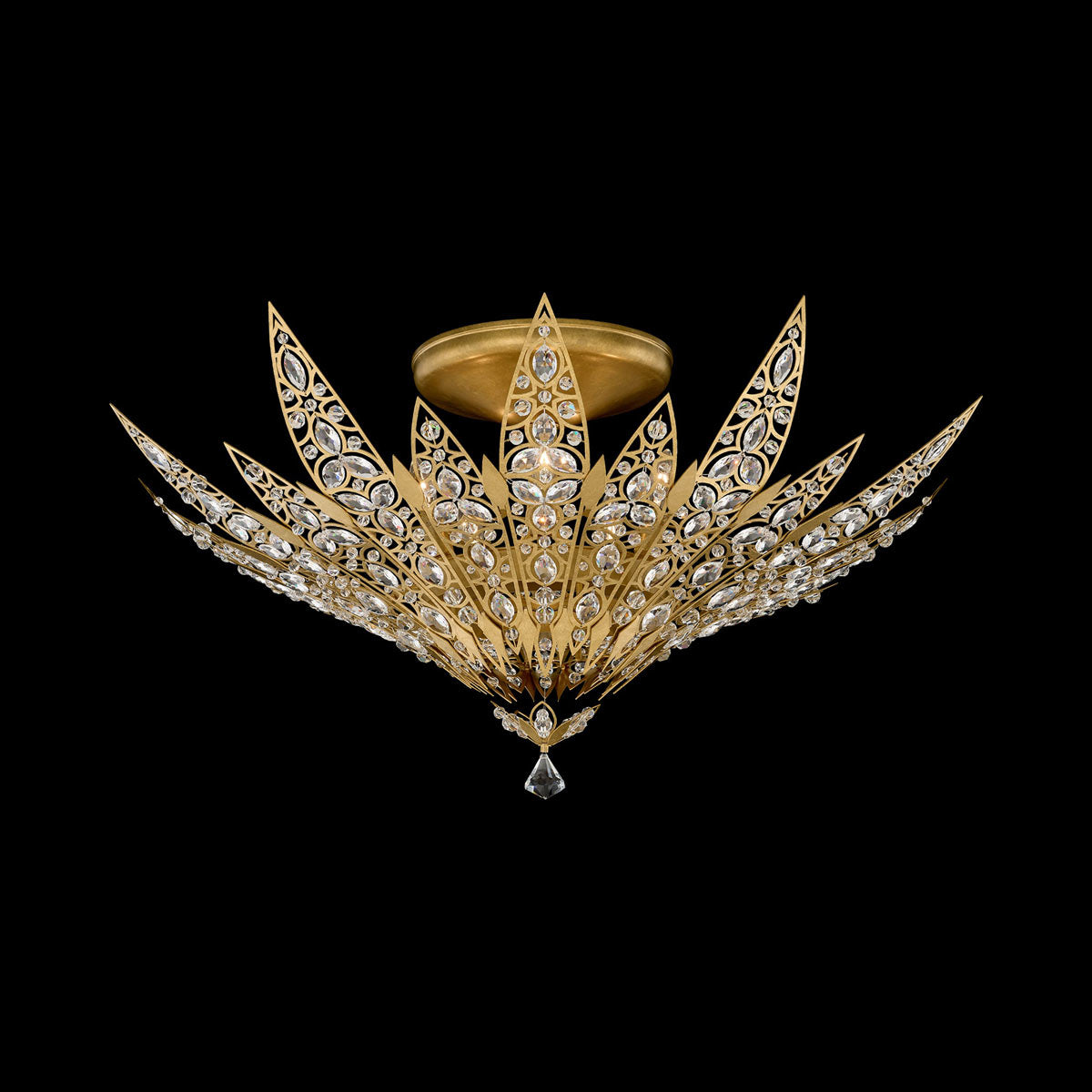 Poetta Semi Flush Mount Ceiling Light in Heirloom Gold.
