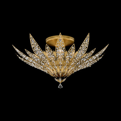 Poetta Semi Flush Mount Ceiling Light in Heirloom Gold.