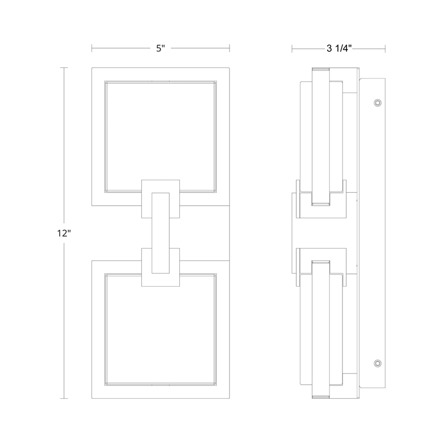 Pop Star Outdoor LED Wall Light - line drawing.