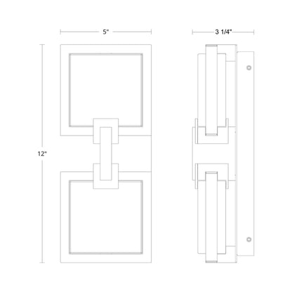 Pop Star Outdoor LED Wall Light - line drawing.