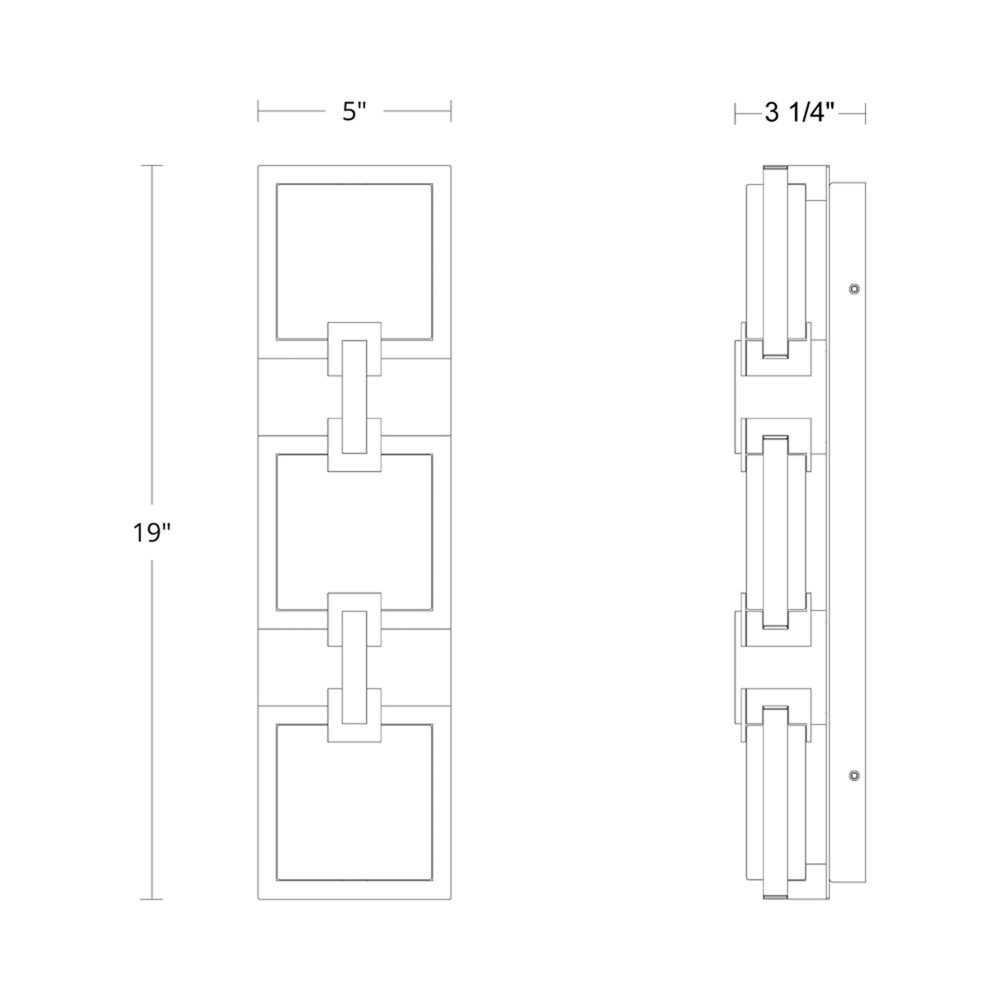 Pop Star Outdoor LED Wall Light - line drawing.