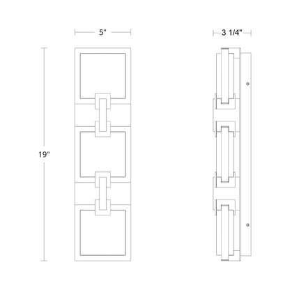 Pop Star Outdoor LED Wall Light - line drawing.