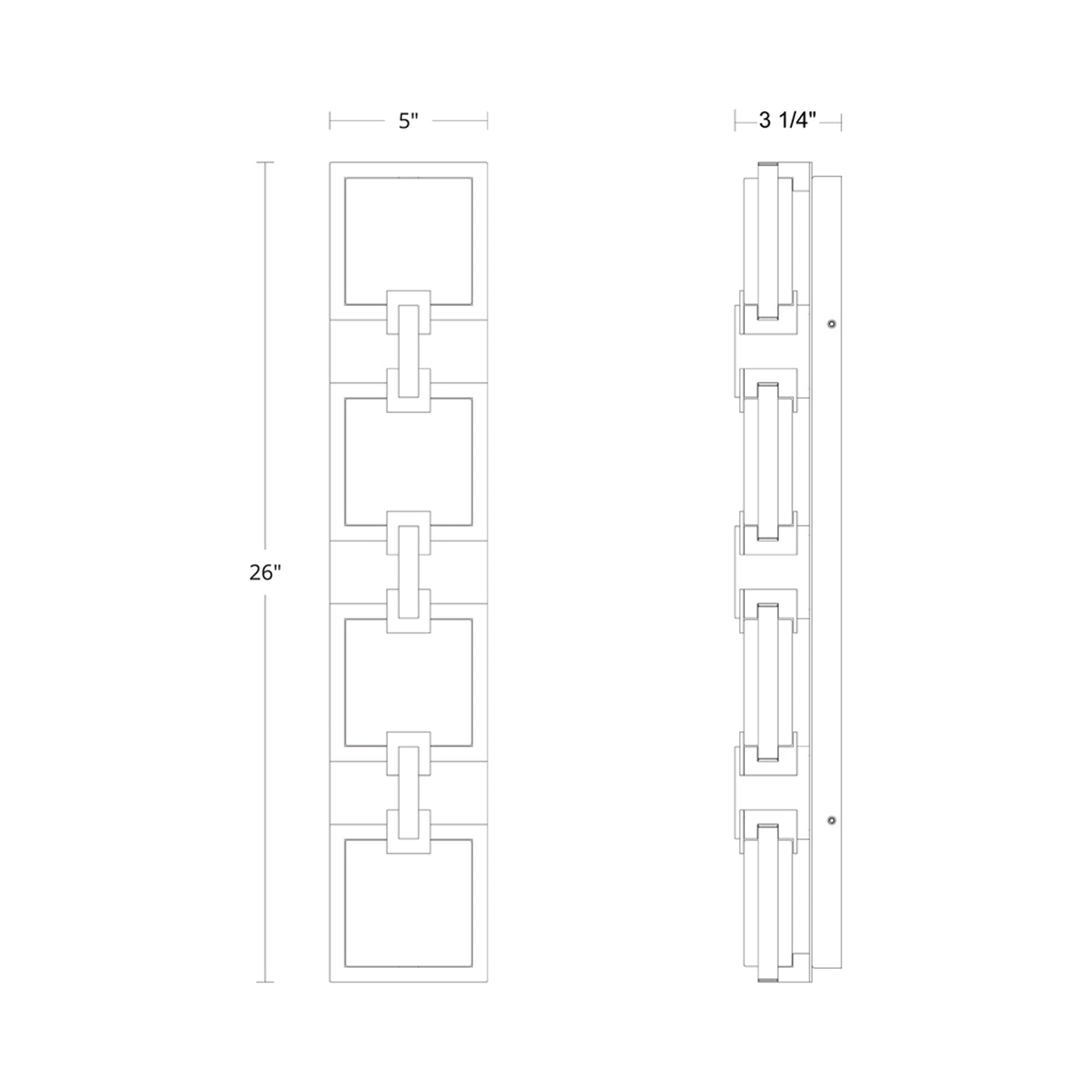 Pop Star Outdoor LED Wall Light - line drawing.
